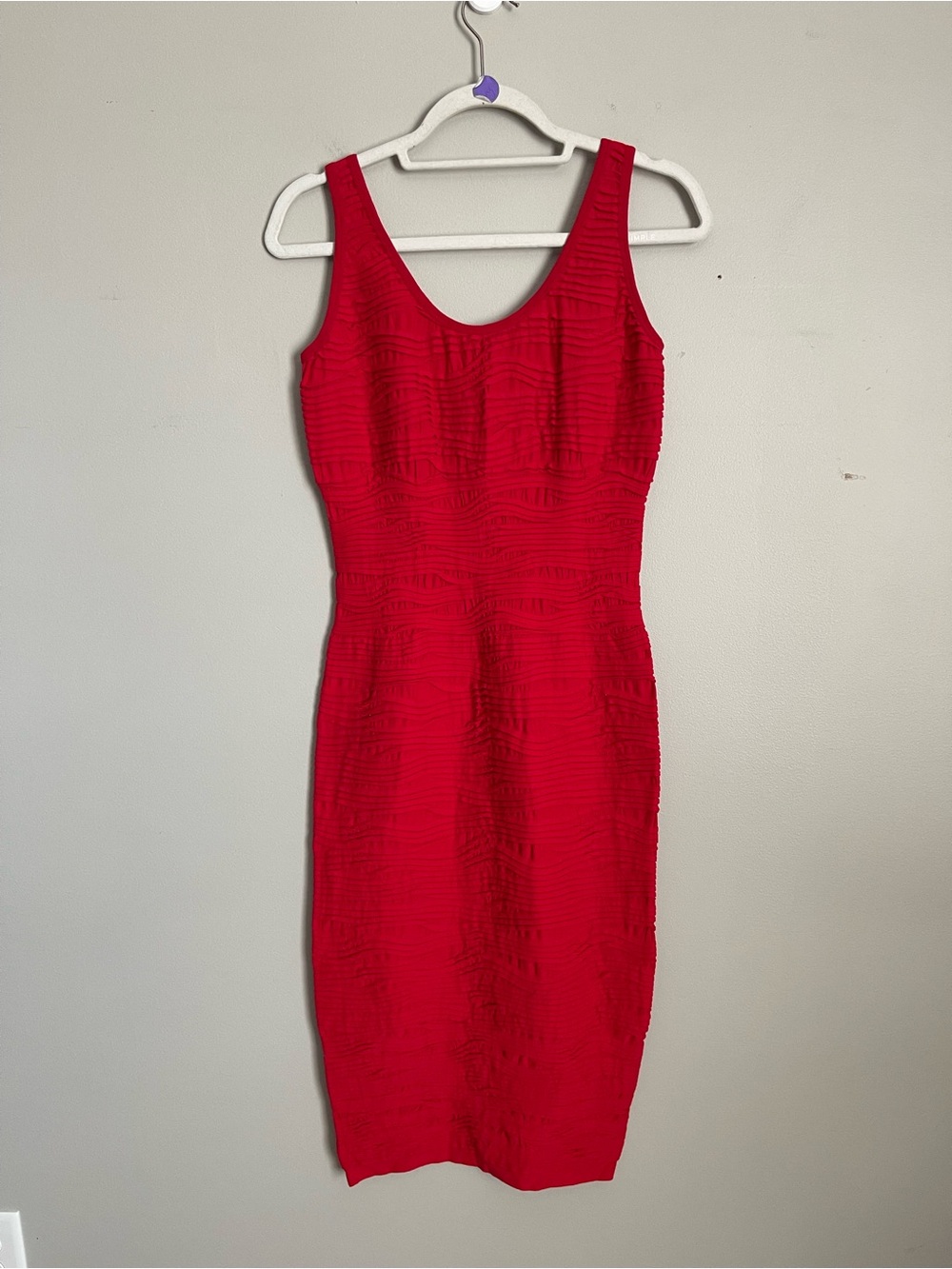 2 HEARTS Sleeveless Red Textured Bodycon Dress Sz OS